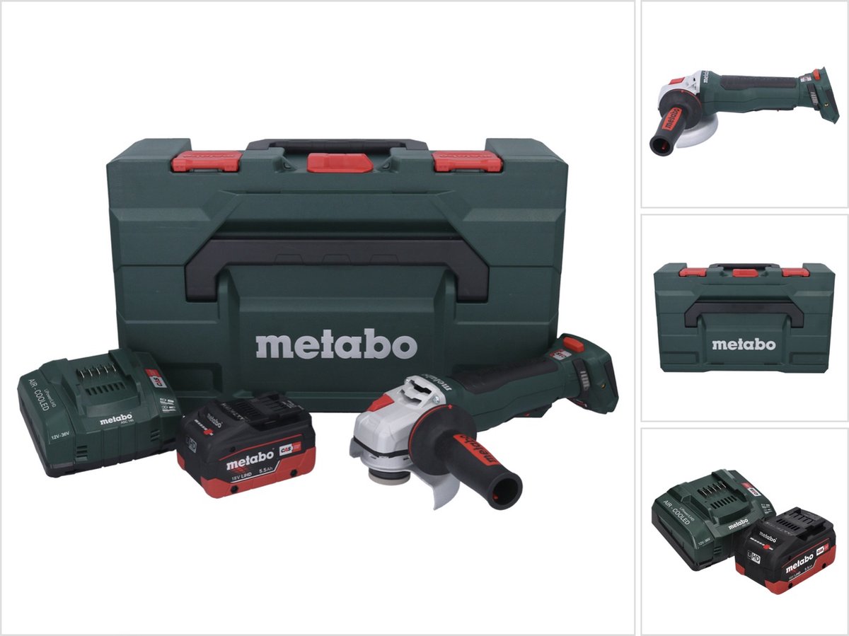 Metabo WPB 18 LT BL 11-125 Quick accu haakse slijper 18 V 125 mm borstelloos + 1x accu 5,5 Ah + oplader + metaBOX