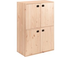 Astigarraga Houten Wandkast met deuren - Houten kast van PEFC grenen - Boekenkast - Dressoir - 105x71cm