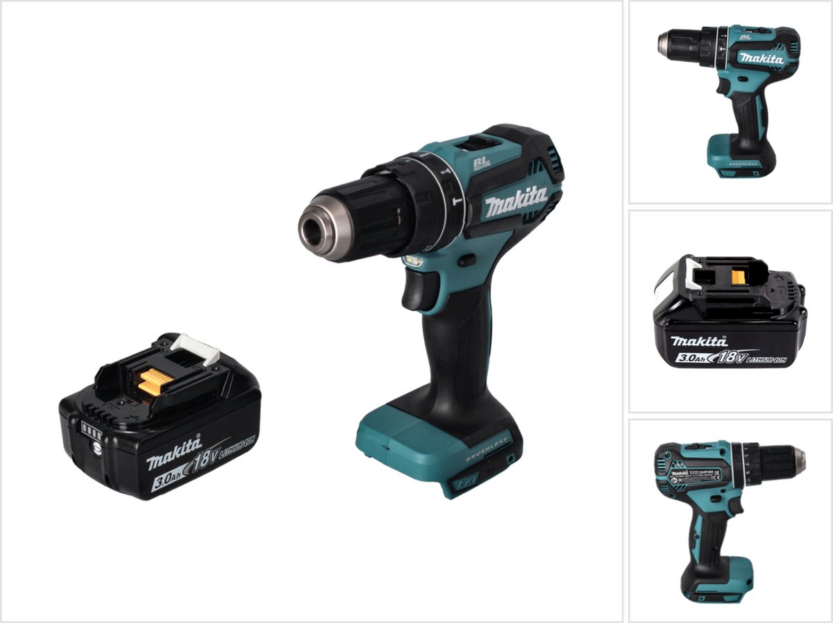 Makita DHP 485 F1 accu-klopboormachine 18 V 50 Nm borstelloos + 1x accu 3,0 Ah - zonder oplader