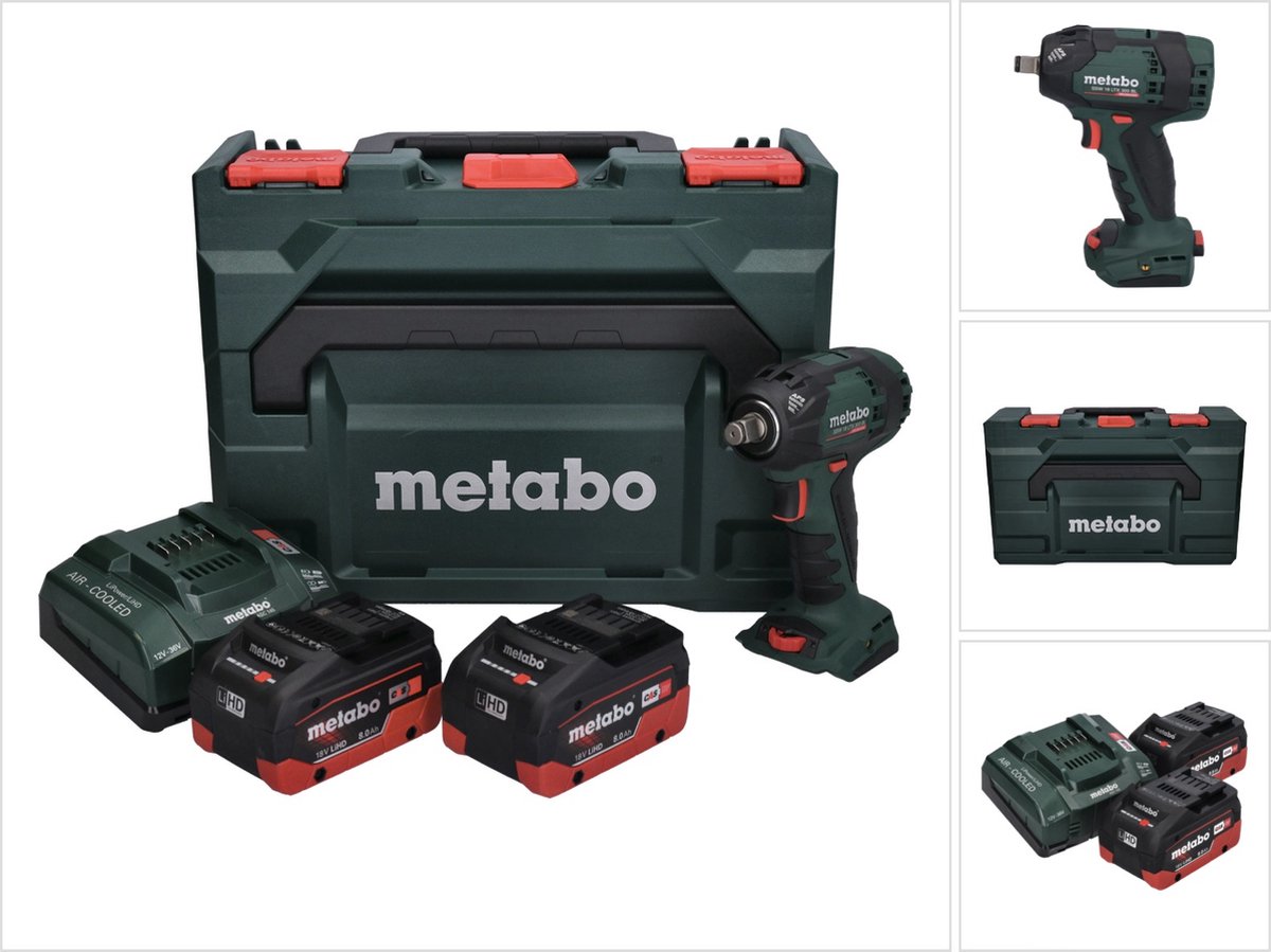 Metabo SSW 18 LTX 300 BL accu-slagmoersleutel 18 V 300 Nm 1/2" borstelloos + 2x accu 8,0 Ah + oplader + metaBOX