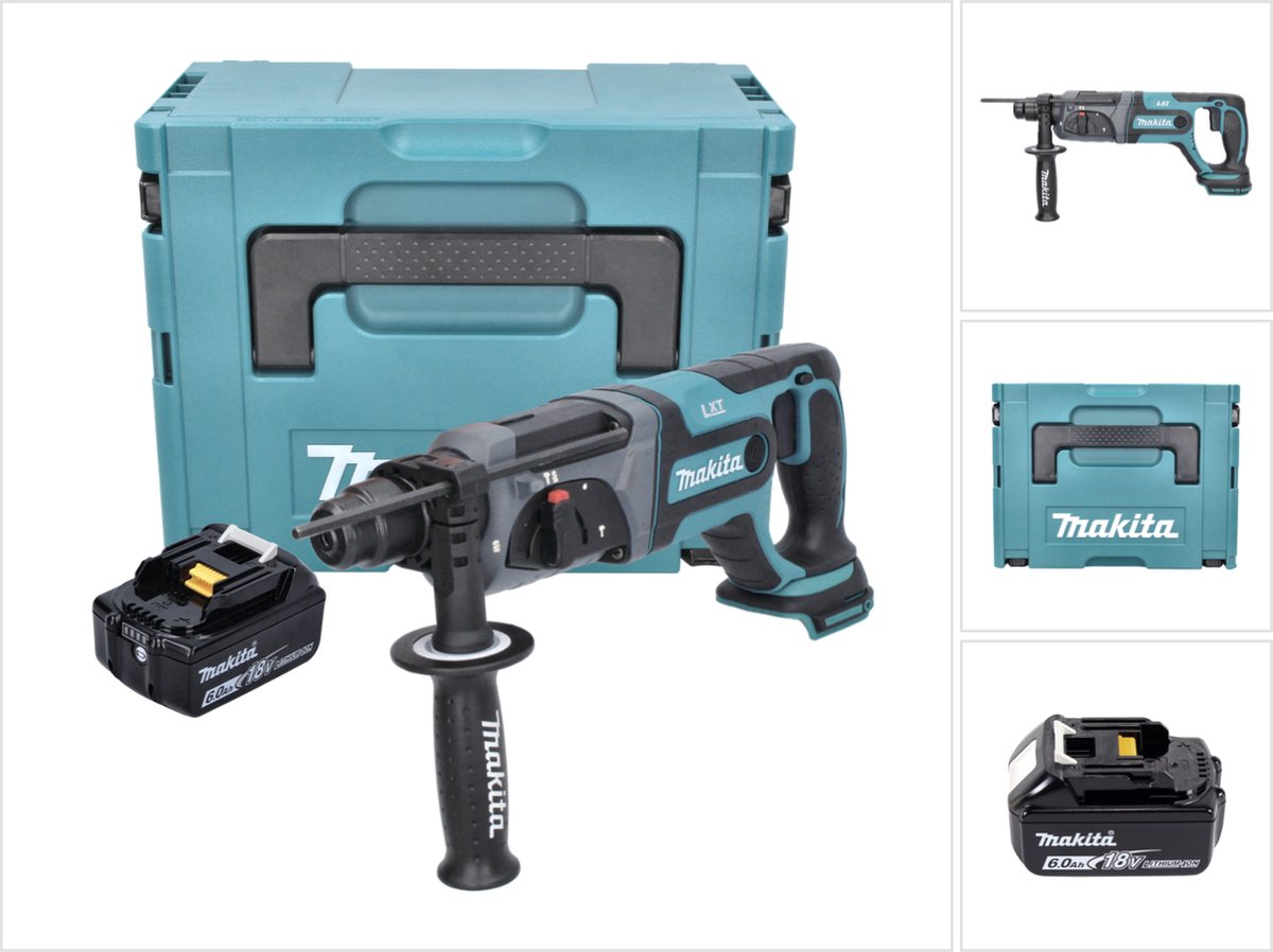 Makita DHR 241 G1J accu boormachine 18 V 2.0 J SDS plus + 1x oplaadbare accu 6.0 Ah + Makpac - zonder oplader