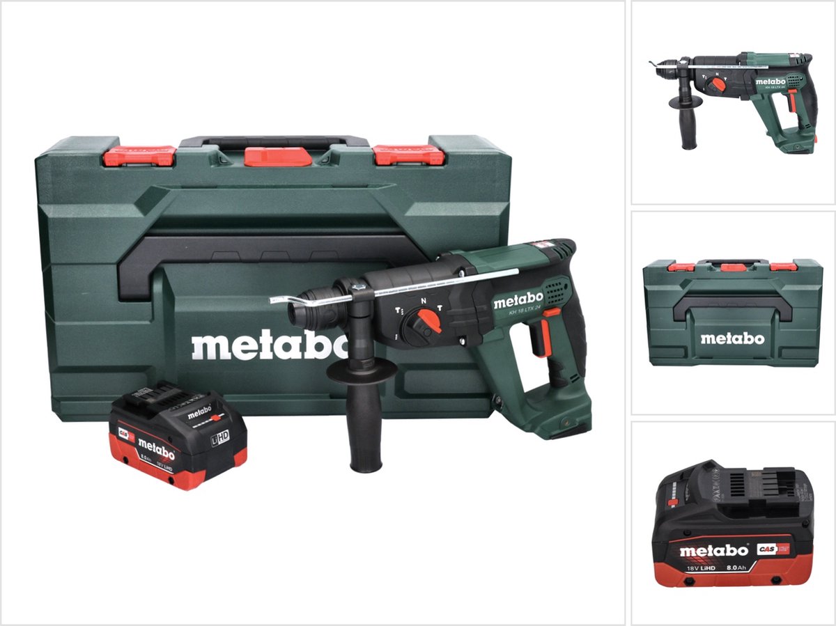 Metabo KH 18 LTX 24 accu combihamer 18 V 2.1 J SDS plus + 1x accu 8.0 Ah + metaBOX - zonder lader