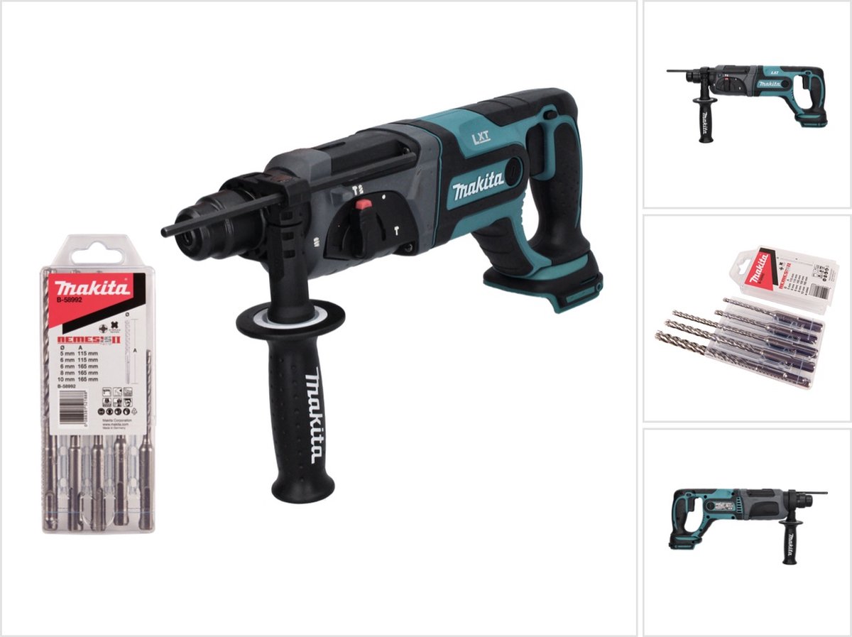 Makita DHR 241 Z accu boormachine 18 V 2.0 J SDS plus + 5-delige boren set - zonder accu, zonder oplader