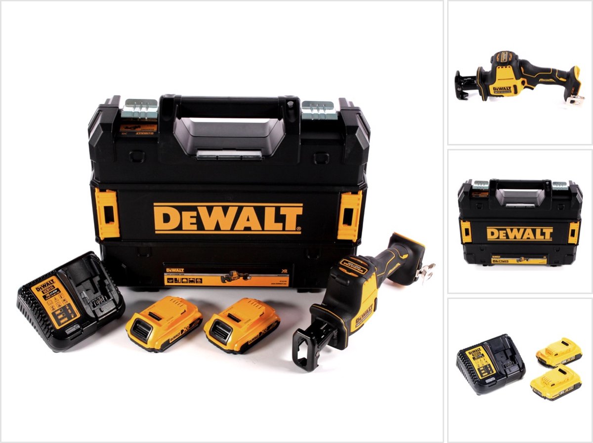 DeWalt DCS 369 D2 accu-reciprozaag 18 V + 2x accu 2,0 Ah + oplader + TSTAK