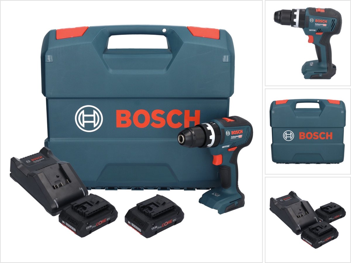 Bosch GSB 18V-55 Professional accu-klopboormachine 18 V 55 Nm borstelloos + 2x ProCORE accu 4,0 Ah + oplader + koffer