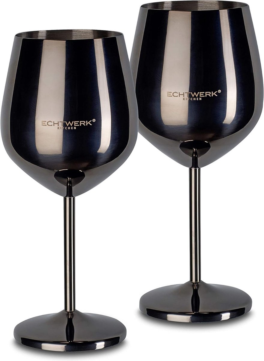 Onbreekbare wijnglazen wijnkelk van roestvrij staal wijnglazenset rode wijnglas wijnproeverijglazen campingglazen cocktailglazen robuust onbreekbaar Black Edition 2-delig 21x 7 3