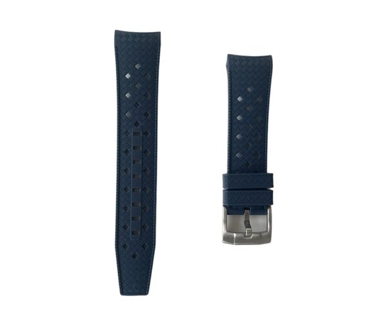22mm Curved Tropical rubber strap Navy Blue Blancpain x Swatch - Gebogen rubber horloge band