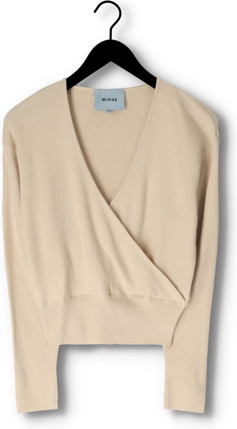 Minus Aline Wrap Knit Pullover Truien & vesten Dames - Sweater - Hoodie - Vest- Beige - Maat XL