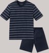 Schiesser Heren Shortama - Donkerblauw - V Hals - Maat L