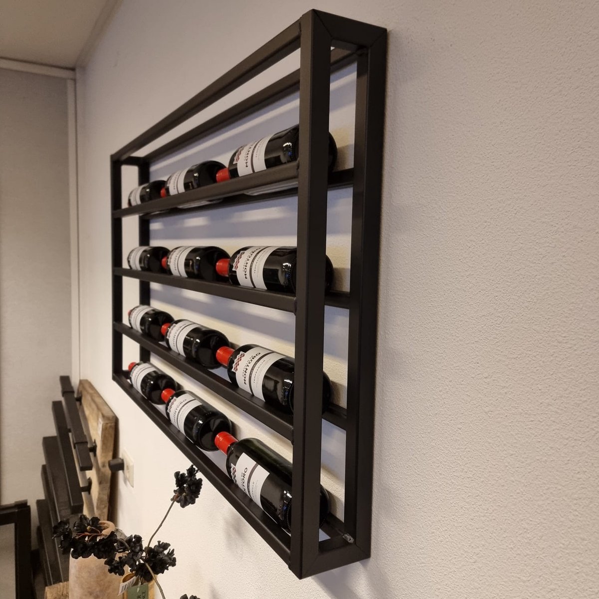 Vierkant wijnrek - Rechthoekig wijnrek - Design Wijnrek - Staal zwart