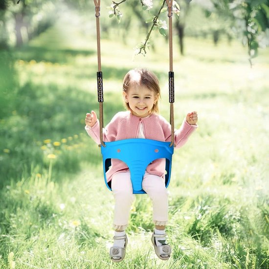 Kinderbabyschommel, kinderschommel met karabijnhaken, kinderschommel voor tuin, verstelbaar touw lang 150-200cm, schommelplank 272 kg capaciteit, blauw van Kinder — afbeelding 3