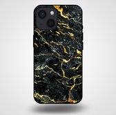 Smartphonica Telefoonhoesje voor iPhone 13 Mini met marmer opdruk - TPU backcover case marble design - Goud Zwart / Back Cover geschikt voor Apple iPhone 13 Mini