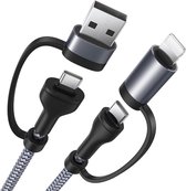 3-in-1 Multi-Oplaadkabel - USB-A naar USB-C / 8 Pin / Micro USB - Geschikt voor iPhone, iPad, Smartphone, GSM, Tablet, Telefoon