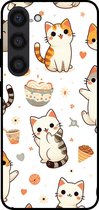 Smartphonica Telefoonhoesje voor Samsung Galaxy S23 met katten opdruk - TPU backcover case katten design / Back Cover geschikt voor Samsung Galaxy S23