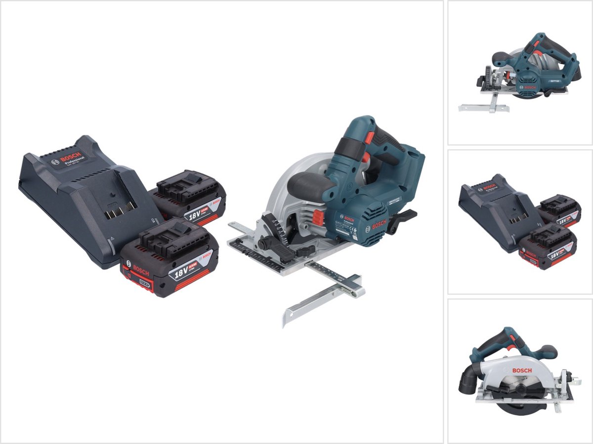 Bosch GKS 18V-57-2 Professional accu-cirkelzaag 18 V 165 mm borstelloos + 2x accu 4,0 Ah + oplader