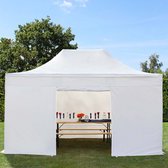 Tente de fête Easy Up 3x4,5 m Pavillon pliant, acier PREMIUM 40 mm avec parois latérales, blanc