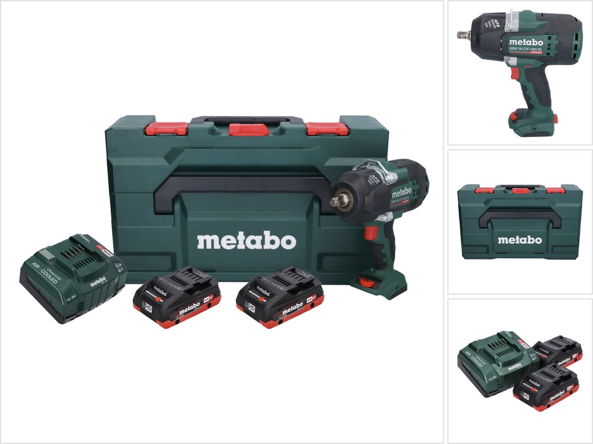 Metabo SSW 18 LTX 1450 BL accu-slagmoersleutel 18 V 1450 Nm borstelloos + 2x oplaadbare accu 4.0 Ah + lader + metaBOX