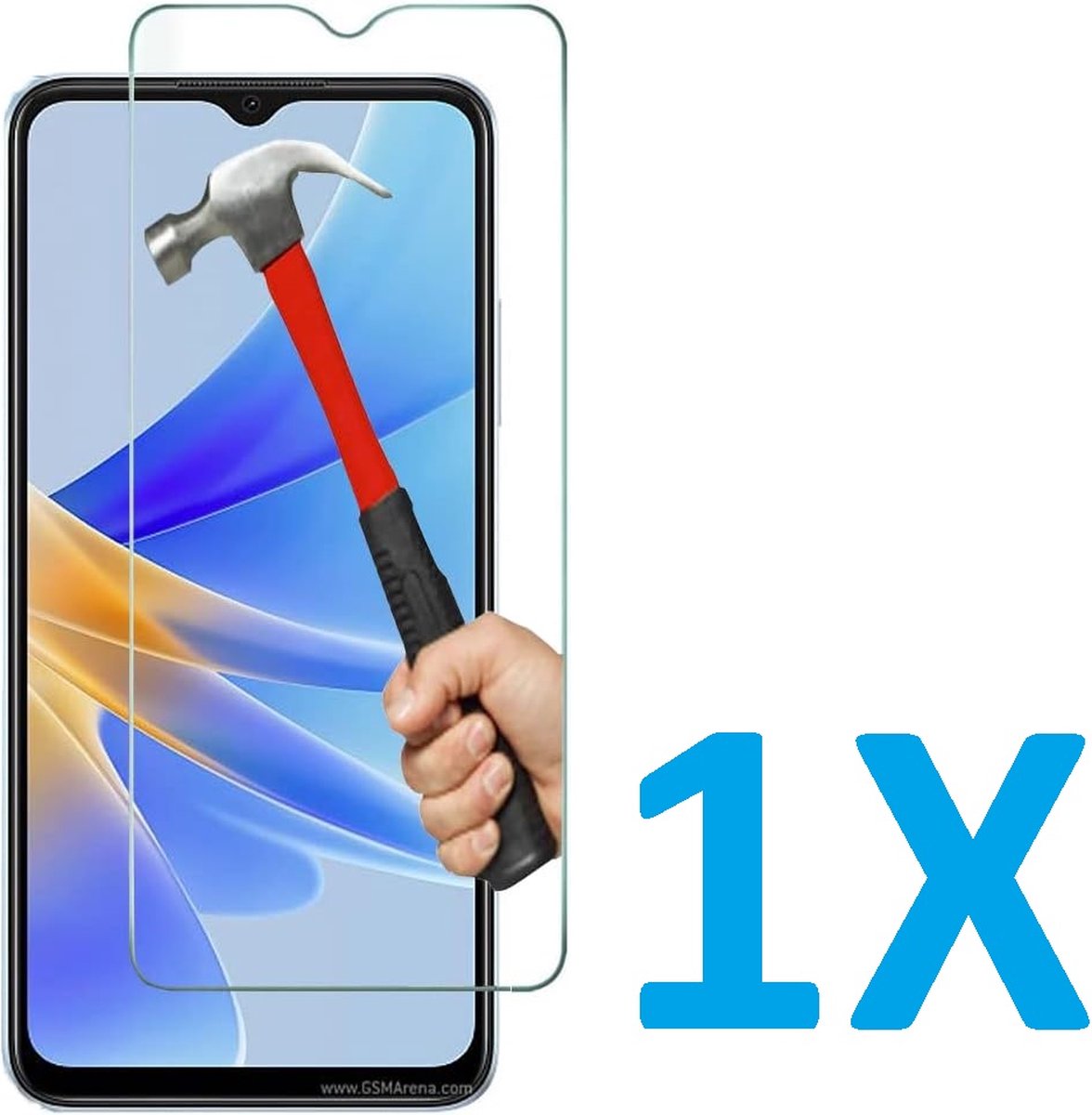 Screenprotector Glas - Tempered Glass Screen Protector Geschikt voor: Oppo A17 - 1x