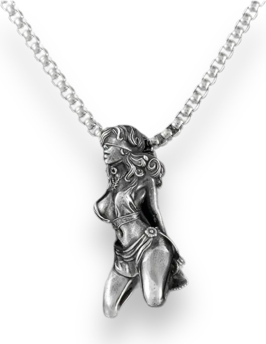 Sirene van Zilver - Mystieke Vrouw Figuur Ketting