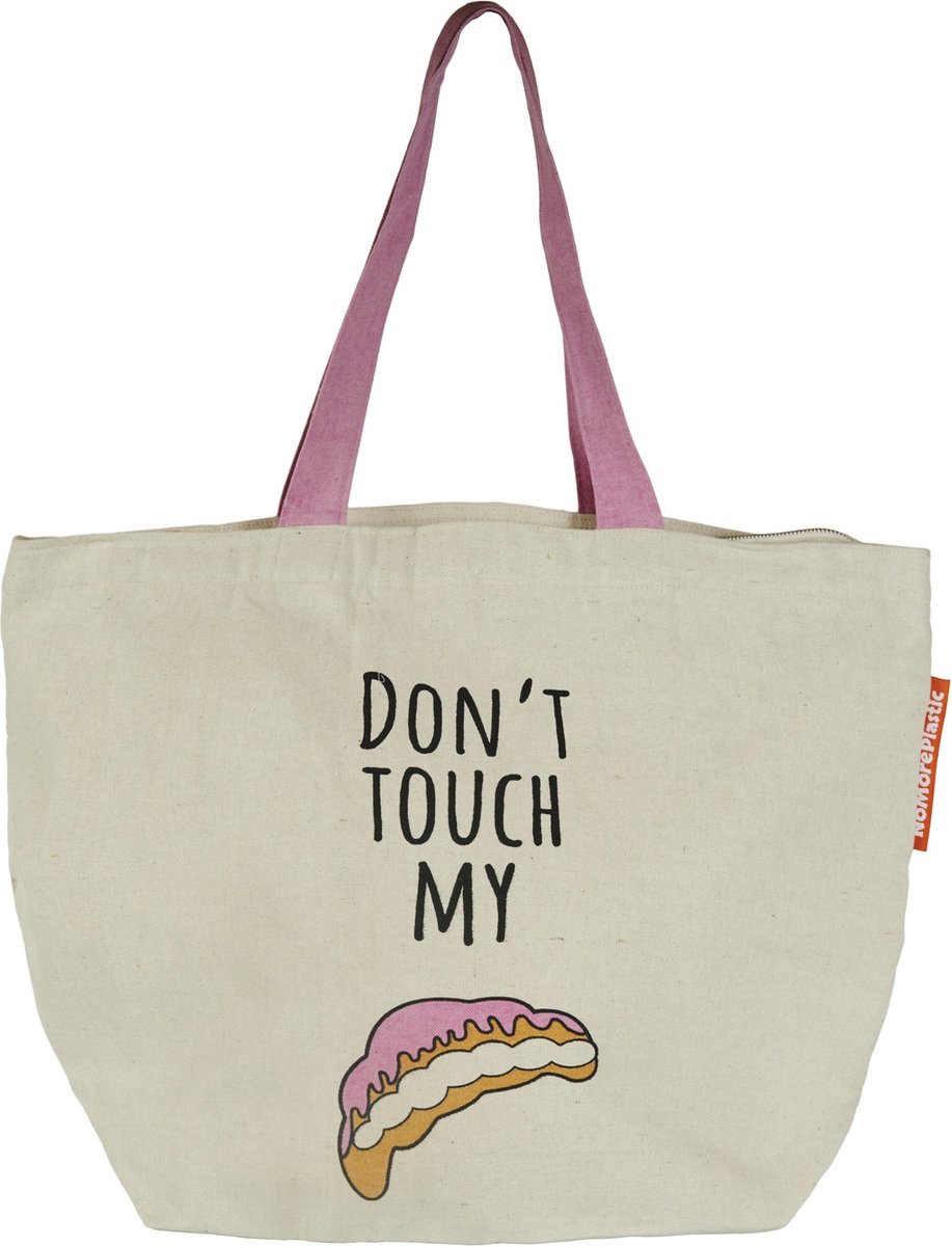 Shopper / strandtas met rits van NoMorePlastic - Crompouce - Duurzaam - Gerecycled bedlinnen - Cadeau voor vrouw - Moederdag Cadeau - LIMITED EDITION
