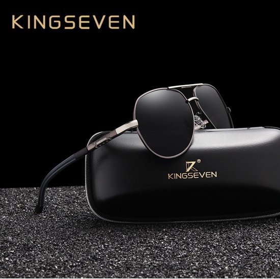 Kingseven Zwart Grijs -Gepolariseerd - Zonnebril Heren - Sunglasses - Zomertrend van Kingseven — afbeelding 4
