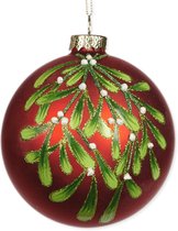 Viv! Christmas Kerstbal - Mistletoe - glas - rood - 10cm