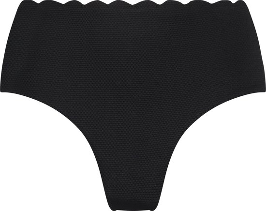 Hunkemöller Hoog uitgesneden bikinibroekje Scallop - Zwart - Maat XL