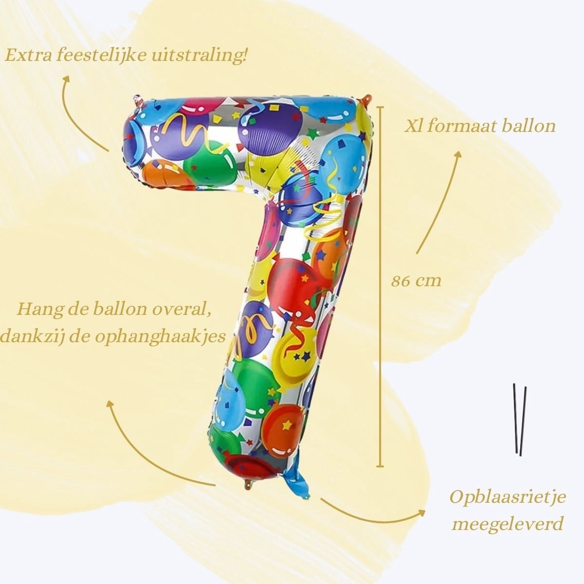 Cijfer Ballonnen Ballon Cijfer 7 Verjaardag Versiering Feest Helium Ballonnen Cijferballon Folieballon Kleur Xl Formaat — afbeelding 2