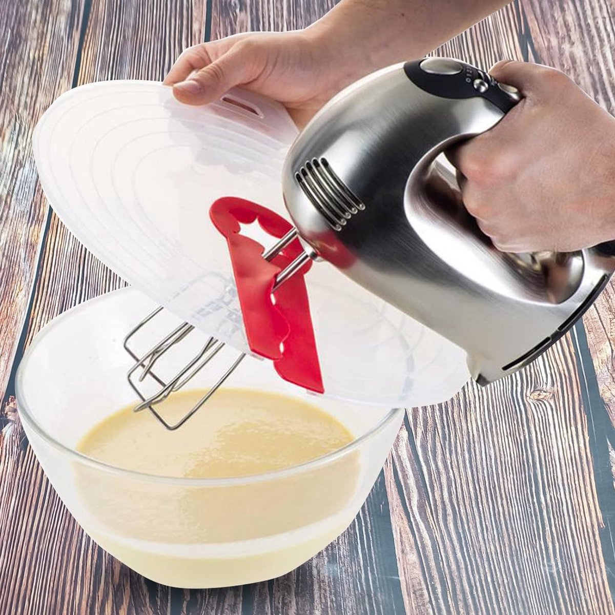 Universele spatbescherming voor mengkom, siliconen mengkom met spatbescherming, spatbescherming kom deksel, voorkomt lastig spetteren van het deeg tijdens het mixen, 31 cm