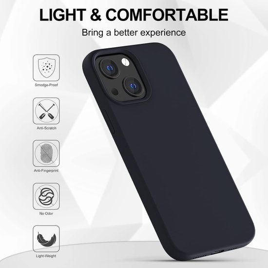 Coque Solid Soft Touch Liquid Silicone Flexible TPU Cover - Convient pour : iPhone 13 Mini - Zwart