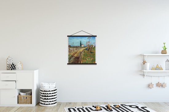 Affiche scolaire - Chemin dans un champ de saules - Vincent van Gogh - 40x40 cm - Lattes noires