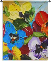 Wandkleed - Wanddoek - Olieverf - Schilderij - Bloemen - 120x160 cm - Wandtapijt