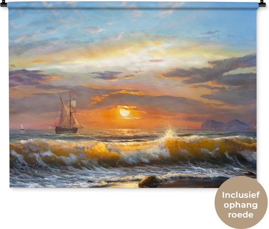 Metalen Schilderij 3D Zeilboten | | 180 x 50 cm