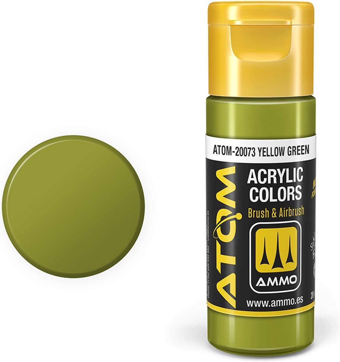 AMMO by Mig Jimenez Hobbyverf Acrylverf - MIG 20073 ATOM - Yellow Green - Acryl - 20ml Verf flesje - 20 ml