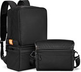 K&F Concept Sac à dos et sac à bandoulière 2 en 1 pour appareil photo Zwart