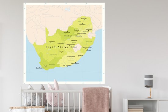 Sticker Muursticker illustration Afrique - Illustration de la carte verte de l' Afrique - 120x120 cm - film autocollant - sticker mural repositionnable XXL /