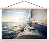 Porte-affiche avec affiche - Affiche scolaire - Mer - Voilier - Soleil - 60x40 cm - lattes vierges