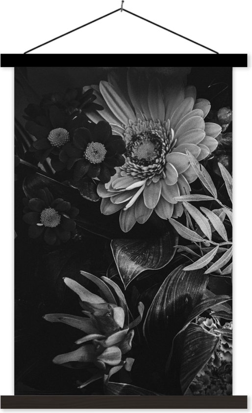 Porte-affiche avec affiche - Affiche scolaire - Bouquet - Nature morte - Fleurs - Plantes - Rouge - 60x90 cm - Lattes noires