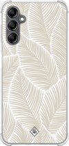 Casimoda® hoesje - Geschikt voor Samsung Galaxy A14 5G - Palmy Leaves Beige - Shockproof case - Extra sterk - TPU/polycarbonaat - Bruin/beige, Transparant