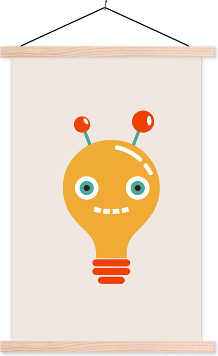 Posterhanger incl. Poster 40x60 cm - Schoolplaat - Robot - Gloeilamp - Gezicht - Antenne -