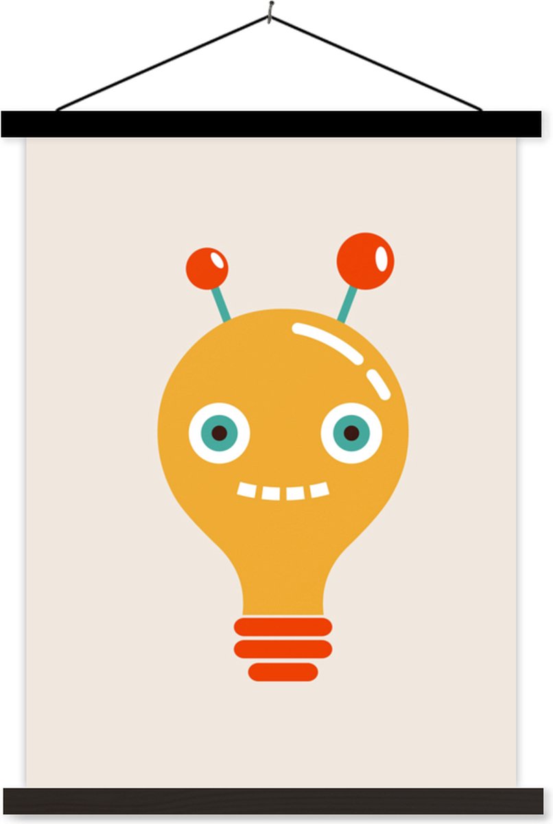 Posterhanger incl. Poster 40x53 cm - Schoolplaat - Robot - Gloeilamp - Gezicht - Antenne -