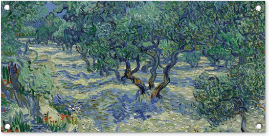 Tuinposter De Olijfgaard - Vincent van Gogh - 80x40 cm - Wanddecoratie Buiten - Tuinposter - Tuindoek - Schuttingposter - Tuinschilderij