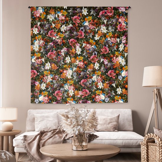 Tapisserie - Fleurs - Arc-en-ciel - Art - Maîtres anciens - Tapisserie - Tapisserie - Katoen - Décoration de la maison - 180x180 cm - Chambre à coucher - Tissu mural - Tapisserie murale - Décoration murale - Tapisseries