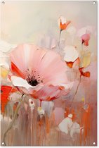 Tuinposter - Tuindoek - Tuinposters buiten - Bloemen - Watercolor - Roze - Abstract - Kunst - 80x120 cm - Tuin