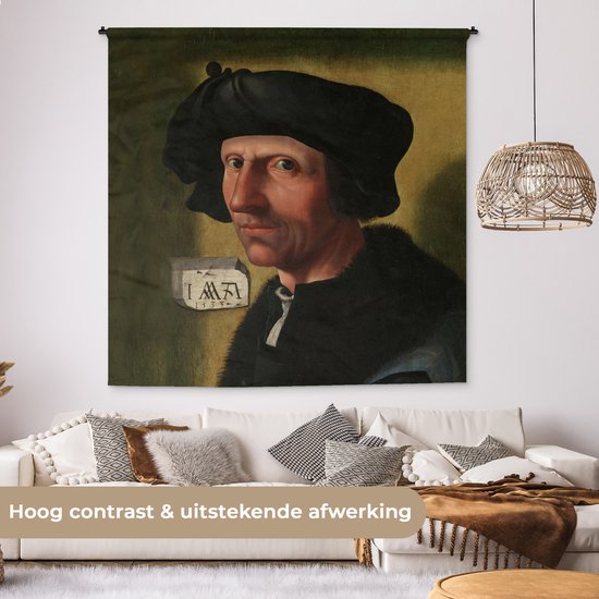Tapisserie - Toile murale - Portrait de Jacob Cornelisz van Oostsanen - Peinture de Jacob Cornelisz. van Oostsanen - 180x180 cm - Tapisserie