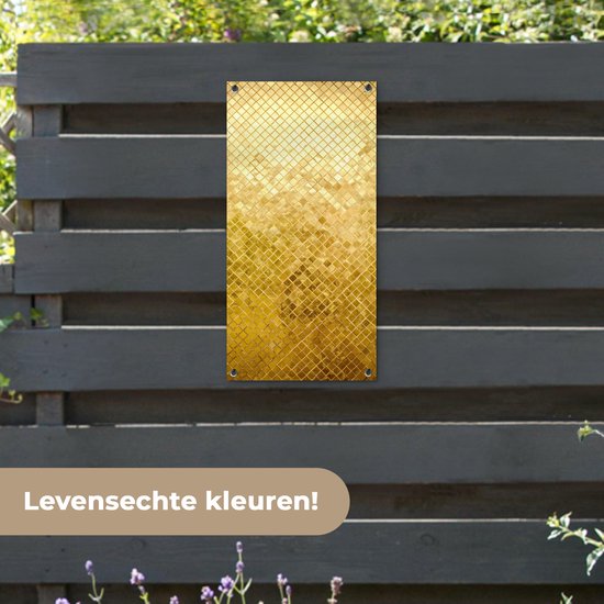 Tuinposter Goud - Design - Abstract - 40x80 cm - Wanddecoratie Buiten - Tuinposter - Tuindoek - Schuttingposter - Tuinschilderij