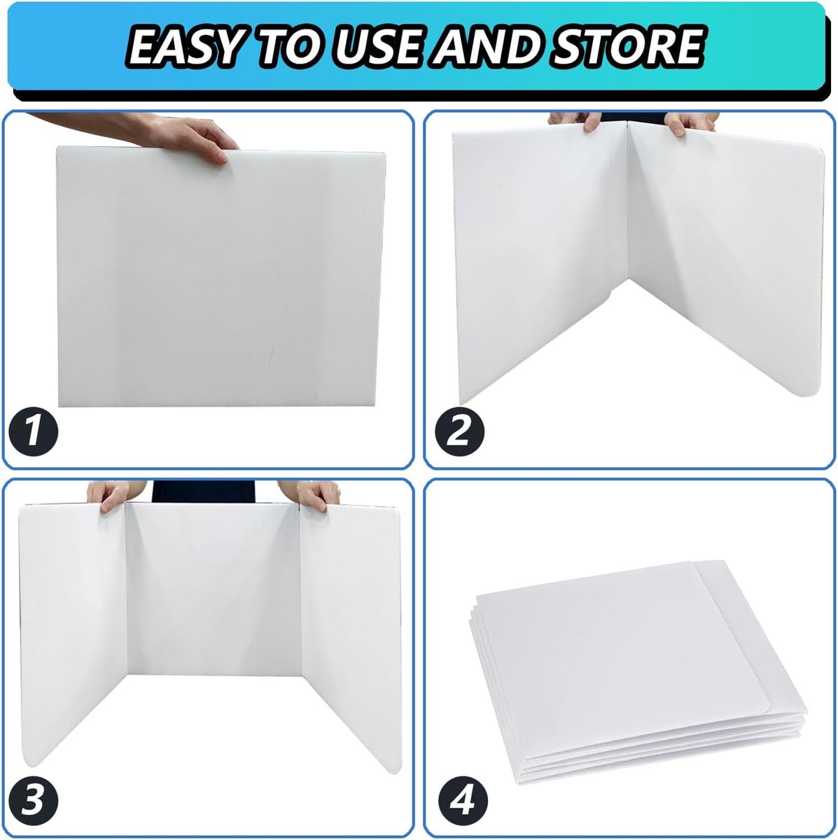 Séparateur De Bureau Portable | Cloison D'Étude Pour Examens Ou Télétravail | 43x30cm Blanc | Facile à Nettoyer