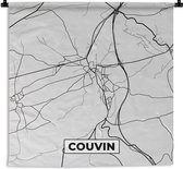 Wandkleed - Wanddoek - Stadskaart – Plattegrond – België – Zwart Wit – Couvin – Kaart - 180x180 cm - Wandtapijt