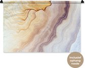 Tapisserie - Toile murale - Marbre - Texture - Goud - Or - Aspect marbre - 90x60 cm - Tapisserie