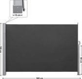 Rootz Privacyscherm - Zijluifel - Zonwering - Balkon - Terras - Tuin - Grijs - 160 x 350/180 x 300 cm